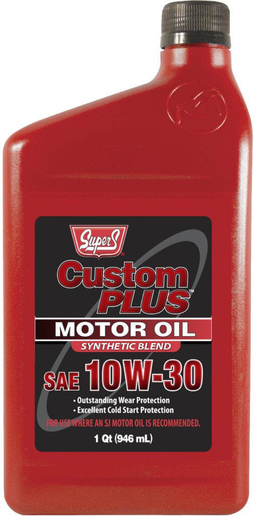 A custom plus motor oil with synthetic blend