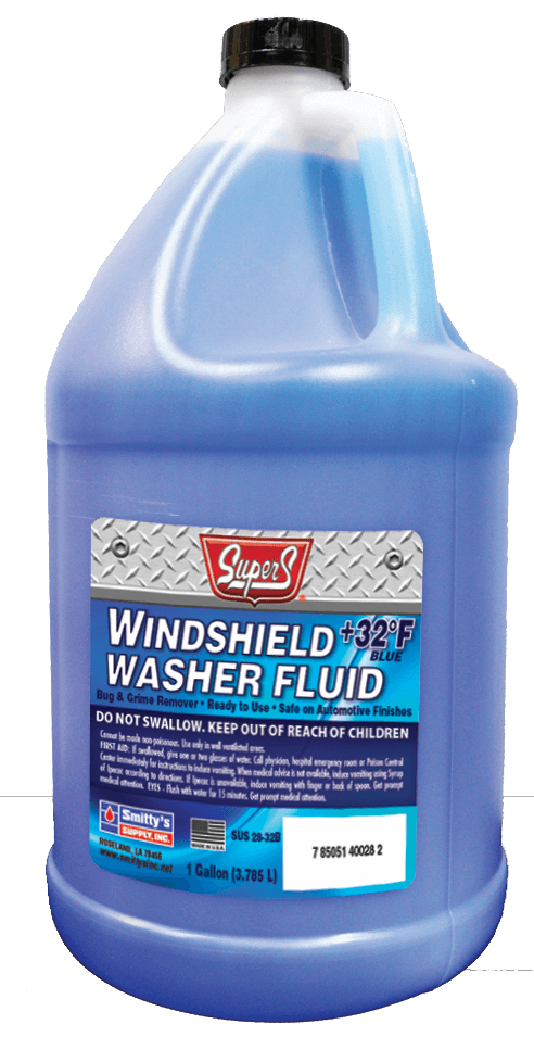 Windshield washer blue fluid bottle with a cap